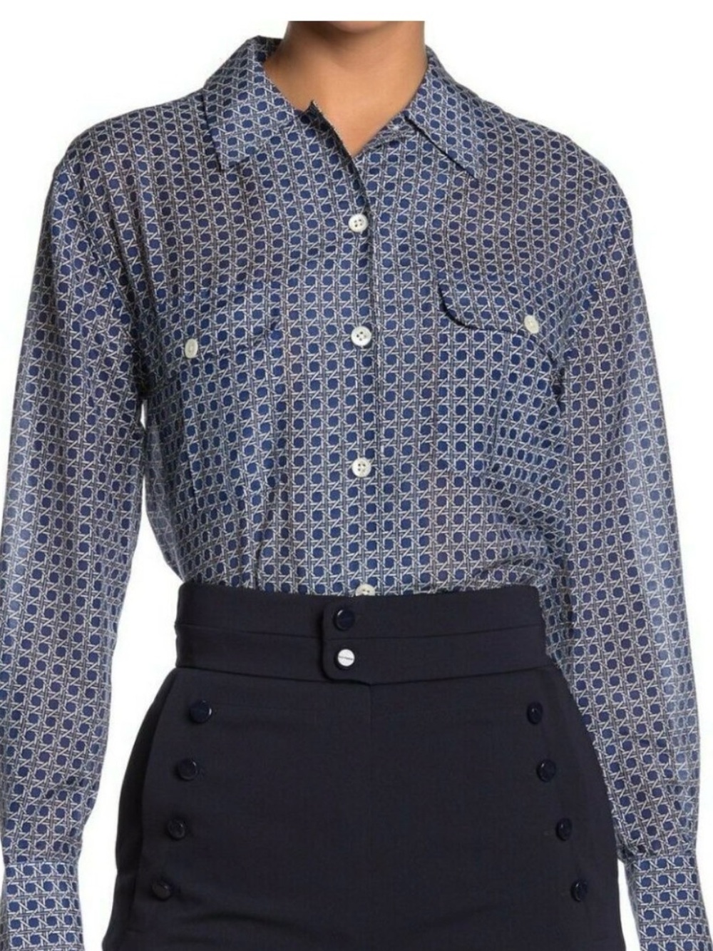 Equipment Geometric Button-Down Shirt Size S